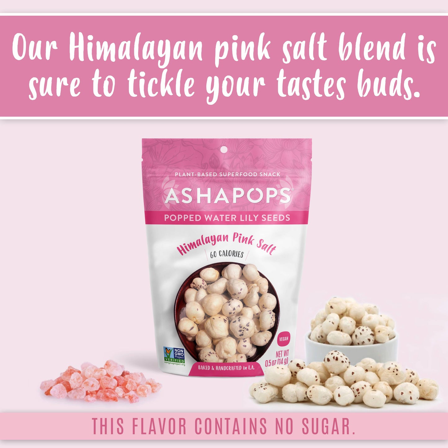 Popped Water Lily Seeds, Himalayan Pink Salt