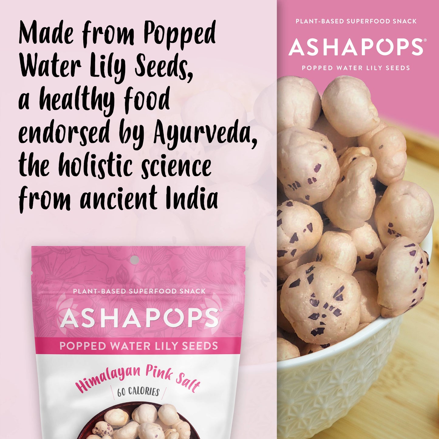Popped Water Lily Seeds, Himalayan Pink Salt