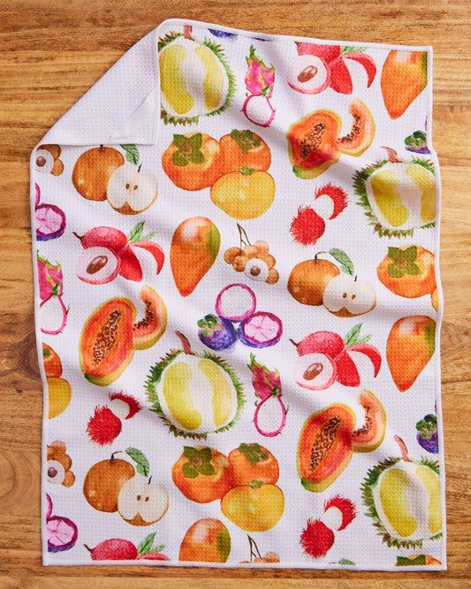 Asian Fruit Waffle Weave Kitchen Towel