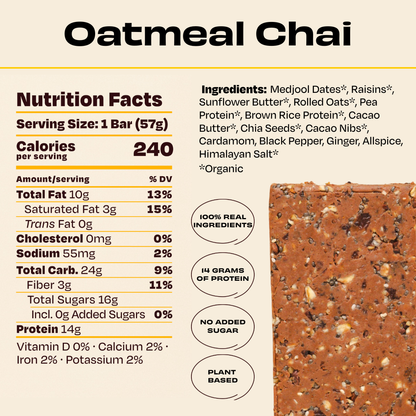 Protein Bars, Oatmeal Chai